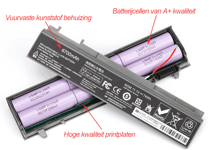 Interne structuur van de laptopbatterij