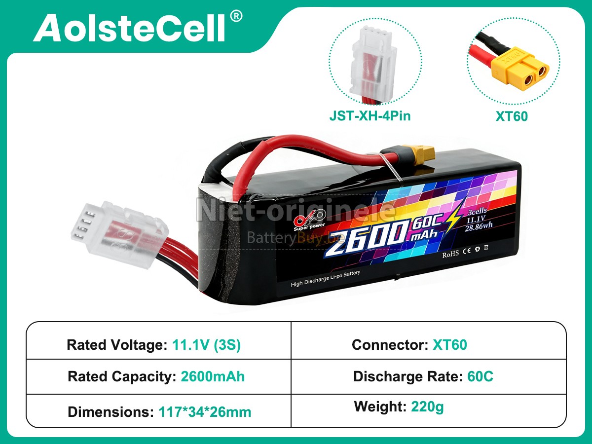 AolsteCell 11.1V 2600MAH 60C XT60 accu