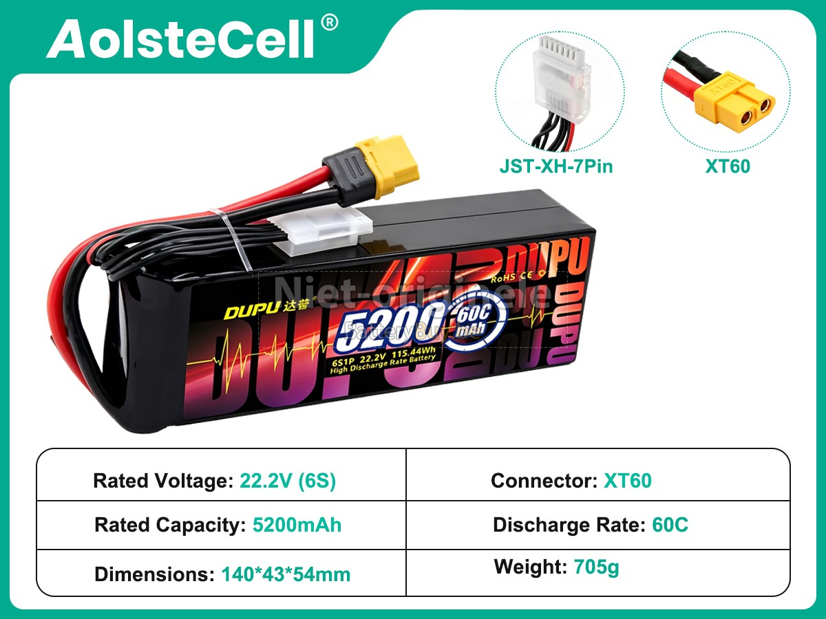 AolsteCell 22.2V 5200MAH 60C XT60 accu