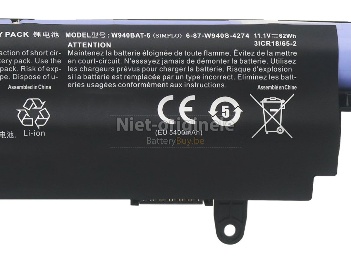 Clevo 6-87-W940S-4274 accu