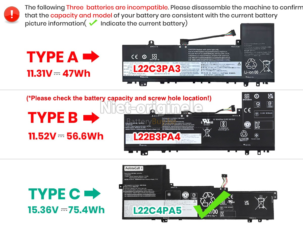 Lenovo IdeaPad SLIM 5 16ABR8-82XG000HHH accu